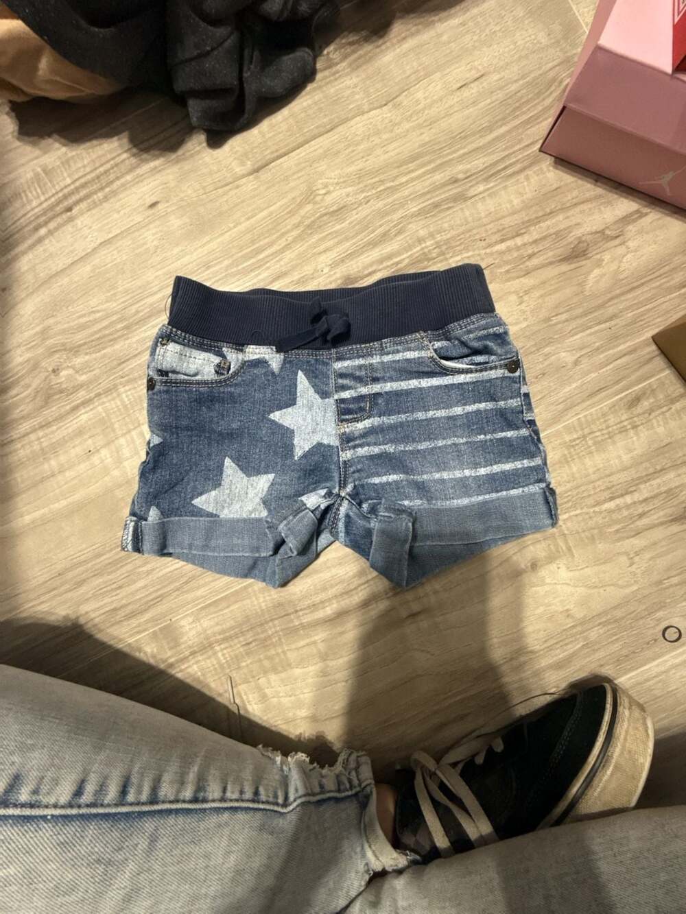 Arizona Jean Denim Shorts Size 5 Blue Star Flag Print